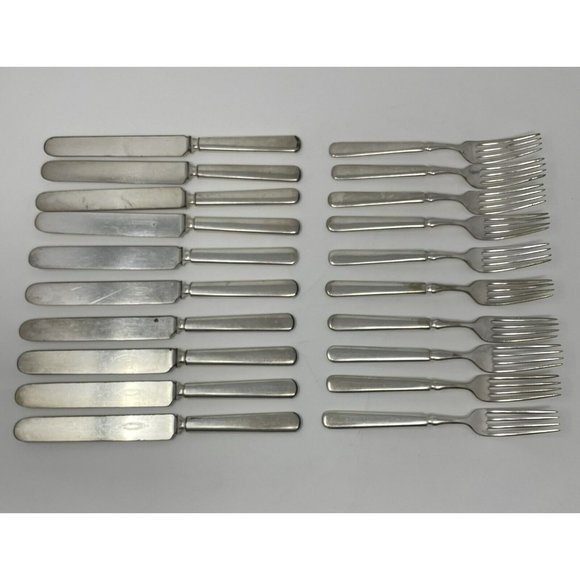 1847 Rogers Bros MERIDEN Brittania 10 Forks 10 Knives SilverPlate